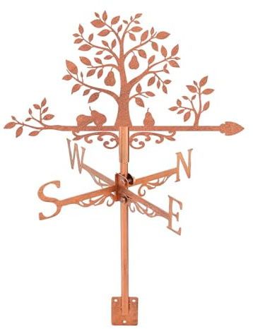 SUPERDANT Pear Tree Weather Vane Plant Metal Weathervane Tree Leaves Windvanes Copper Weathercock Decorative Wind Direction Signs for Farmhouse Sheds Outdoor Garden Lawn Roof Paddock Decor