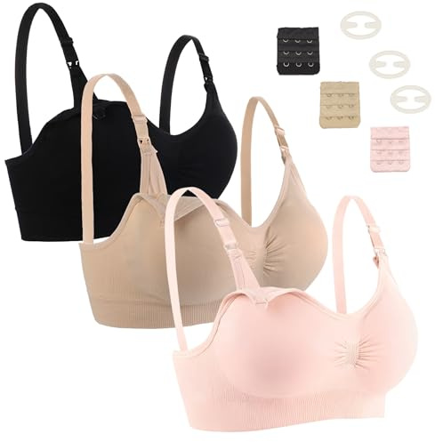 Seitop - Reggiseno per l'allattamento da donna, senza cuciture, confezione da 3, S