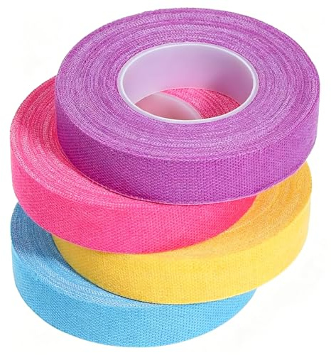 4 Pcs Thimble Tape Finger Protector, Self Adhesive Adjustable Cotton Thimble for Sewing Hand Embroidery Quilting DIY Craft Crochet Knitting, Colourful Nail Guard Finger Protection Tape Supplies