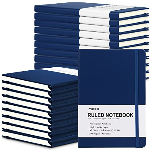 LYDTICK 20 Pack Journals for Writing College Ruled Notebooks Journal in Bulk, Hardcover Notebooks (200Pages) for Note Talking, Lined Bullet Journals for Home School Office, 5.7x8.4, Navy