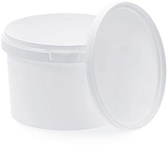 BenBow Secchio con coperchio 0,5l bianco 5x 0,5 litri, idoneo al contatto con gli alimenti, stabile, ermetico - a prova di perdite, inodore - contenitore di plastica - vuoto