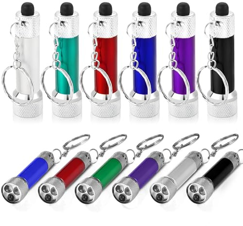 yotutun 12 Stück Mini LED Taschenlampe, Schlüsselanhänger Kinder Taschenlampe mit Batterien Bunt Tragbar Aluminium Schlüsselleuchte Handlampe fürKinder Mitgebsel Camping Wandern Outdoor Notfäll