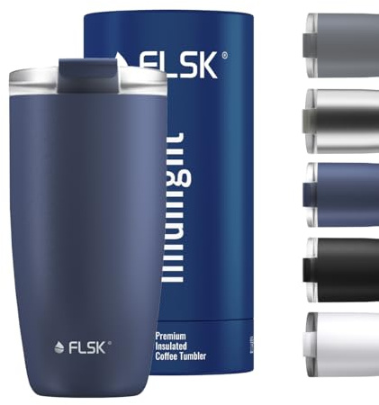 FLSK Tumbler – Premium coffee to go-Becher aus Edelstahl – 100 % auslaufsicher, BPA-frei & doppelwandig – hält 3 h heiß (midnight, 500 ml)
