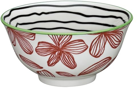 cilio Bowl AMICI Floral | Porslinsskål färgglad | Bränd vid 1 300 °C | Ramenskål | diskmaskins- och mikrovågsugnssäker | glaserad botten | müsliskål | 7 cm/Ø 15,5 cm | 500 ml