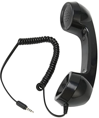 3.5mm Retro Phone Handset, Old School Cell Phone Handset, Raniation Proof Handheld Receiver Telephone for Home Office, Mobile Phones, Computers (Black)