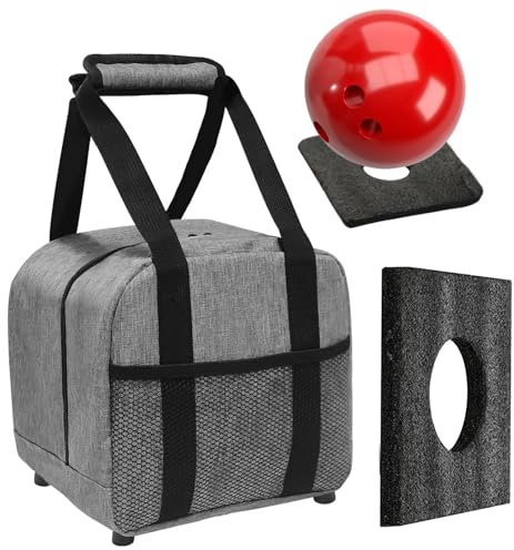 Bowlingväska med en boll – bowlingbollväska, bowlingbollväska med vadderad bollhållare, bowlingtillbehör, kompakt och snygg hållbarhet, rymmer en bowlingboll och små tillbehör