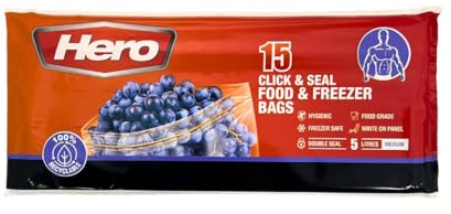 Sealable Freezer Bags, Large Click Lock Food Storage Bags, BPA Free, for Fruits and Vegetables (1, 5L)