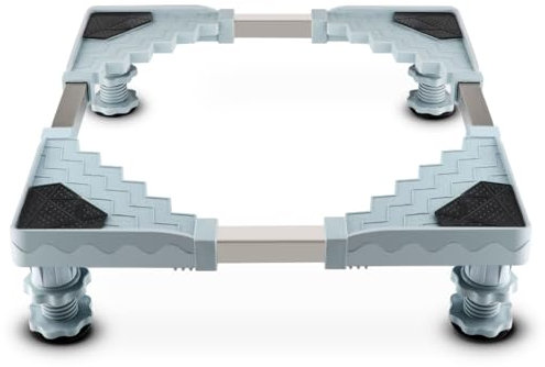 Waschmaschinen Untergestell, Podest Für Waschmaschine Und Trockner, Waschmaschinenständer Einstellbare Größe, Bärenlast 300kg, mit 4 Füßen, Geräuschdämmung und Vibrationsminderung