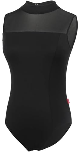 LVCHAO gymnastikdräkter för flickor kvinna baletttröjor ärmlös danströja nylon stående krage splice gymnastik tröja vuxen balett body dans kostymer lämpliga för dans, gymnastik