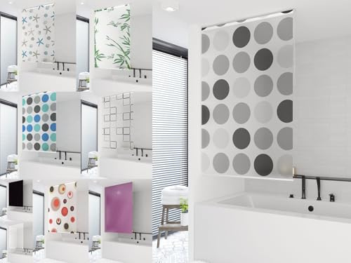 probath Store de douche basique 16 motifs et 7 largeurs au choix - Noir, vert, blanc, transparent, bleu, gris clair (blanc, 140 x 240 cm)