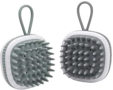 Ciieeo Spazzola per Shampoo in Silicone 2 Pezzi per Cuoio Capelluto Antiscivolo Verde Scuro e Grigio per Uomini Uso Sotto Doccia e Viaggio