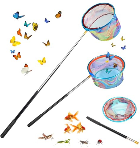 2 Set Retino Telescopico per Bambini, Shyllin 76-173 cm, Retino a Farfalla, Rete da Pesca per Esterni, Pesci Insetti, Pesca, Spiaggia, Stagno, Piscina
