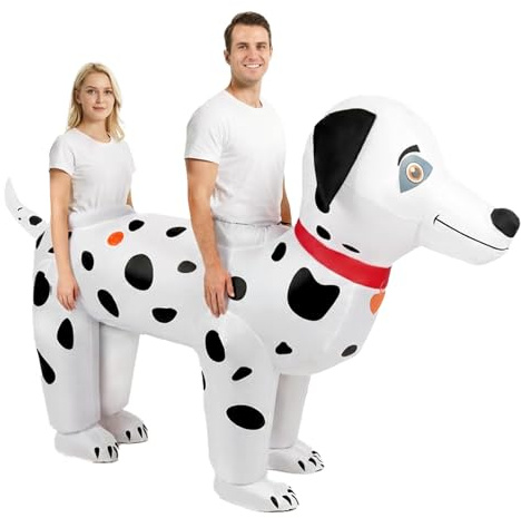 Candyhouse Costume gonfiabile per cani bassotto per adulti – Costume da coppia gonfiabile da 2,55 m, costume divertente per adulti, costume da cosplay di carnevale (bianco)
