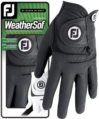 FootJoy WeatherSof Damen-Golfhandschuh, Schwarz, Größe M