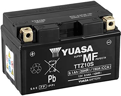Yuasa TTZ10S - Batteria VRLA per moto, 12 V, 190 CCA pre-riempita e pronta da montare, senza manutenzione