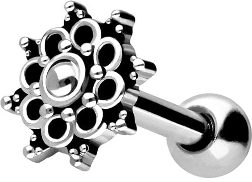 PIERCINGLINE Ohrpiercing orientalisches Design Chirurgenstahl Piercing Schmuck Ohrstecker Silberfarben