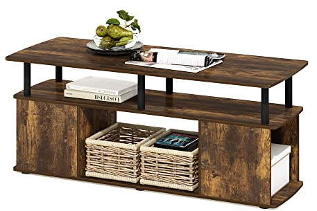 Furinno JAYA TV Stand, Entertainment Center, TV Console for TV up to 50 Inch with Open Storage Compartment, for Living Room, Bedroom, Amber Pine