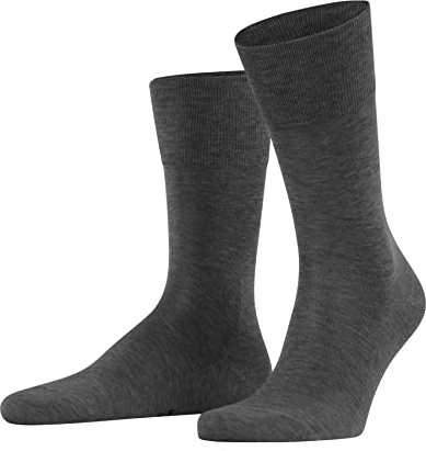 FALKE Men's Tiago M So Fil D'Écosse Cotton Plain Socks 1 Pair, Grey Steel Melange 3165, 10-11