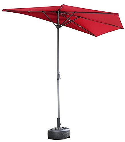 Parasol colgante para exteriores, 2,7 m, parasol para exteriores, portátil, contra la pared, jardín, medio lado, paraguas con manivela, patio, balcón, sombrilla, medio paraguas semicircular (caqui 2,7
