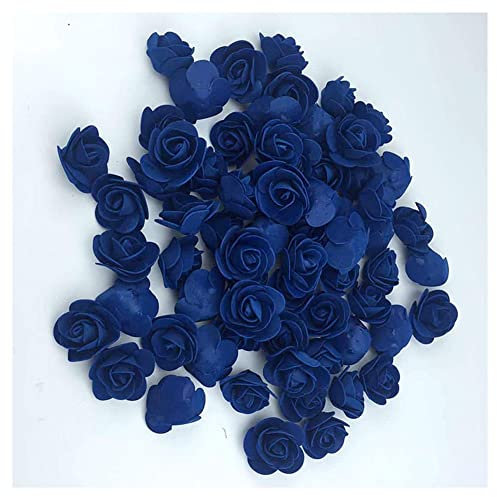 SHTGOI 500 Stück PE Schaumrosen 3.5cm Mini Künstliche Rosenköpfe Foamrosen Kunstrosen Kunstblumen Gefälschte Rosenstrauß für DIY Rosen Bär Valentinstag Hochzeit Party Home Dekoration Dunkelblau