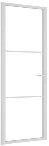 vidaXL Innentür Modernes Design Glastür Komplettset Zimmertür Tür Drehtür Wohnungstür mit Montagezubehör 76x201,5cm Weiß ESG-Glas Aluminium