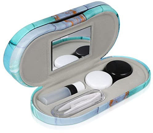 Healvian Double Layer Glasses Case with Mirror and Tweezers Pu Portable and Eyeglasses Holder for Travel and Daily Use