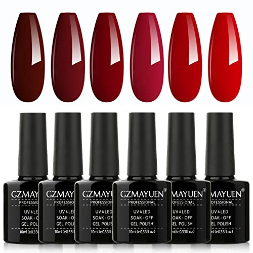 GZSYY Gel UV Nagellack 10ML Nagellack Rot Farbgel für Gelnägel 6PCS Schellack Gelfarbe Set für Gel Nägel