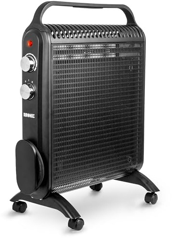 Duronic Electric Heater HV180 BK Oil Free Convection Heaters, Micathermic Panel Heaters, Portable Radiator with Mica Panels Convector Radiators for Heating Up Homes, Bedrooms, Offices & Garage Spaces