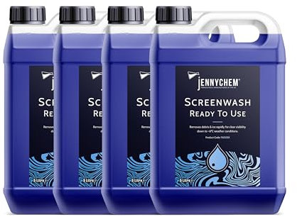 Jennychem Ready Mixed Screenwash Windscreen Fluid 4x5L. All Seasons with -6°C Antifreeze Windscreen Wash Protection. Screenwash Ready To Use Car Windscreen Wash with Streak Free Finish