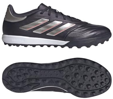 adidas Copa Pure 2 League Turf Unisex Kids' Sneaker, Aurora Black/Platin Metallic/Turbo, 25.5 cm
