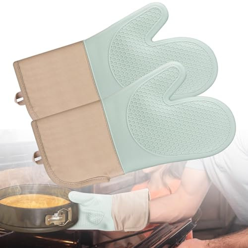 Silicone Resistente al Calore Guanti da Cucina,Guanti da Forno,Guanti da Cucina,Guanti da Forno Antiscivolo,Adatto Alla Cottura e al Forno (Verde Menta)
