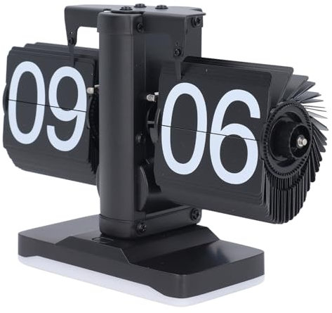 SUNGOOYUE Retro Flip Clock with Ambient Light, Innovative Flip Clock Suitable for Bedroom Bedside and Home (All Black)