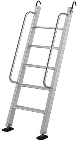 Silver Interior Bunk Bed Ladder, Basement Window Well Egress Ladder, 330 LB Load Capacity/ Universal Motorhome Straight Ladder for Top Bunk Camper House RV, Aluminum ( Color : Silver , Size : 5 Steps