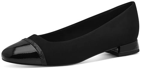 MARCO TOZZI Damen Ballerinas mit Glitzerdetails Kleiner Absatz, Schwarz (Black Comb), 41 EU