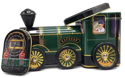 your castle Caja de lata con forma de locomotora express para galletas, bombones y bombones, capacidad: 400 ml, tamaño: 18 x 9,5 x 7 cm
