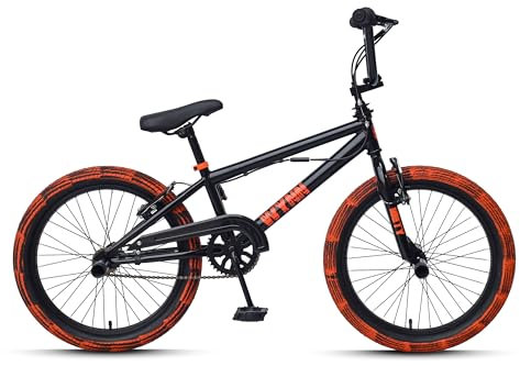 WYNN BMX Freestyle 20 Zoll Dirty schwarz-orange Rahmenhöhe 28 cm Kinder Erwachsene V-Brake
