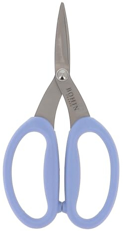 BOHIN France Tijeras de Costura Microdentadas - Tijeras con Mango Grande y Suave para Telas, Hilos y Lanas, Azul, 17.5 x 5cm - 1 Pieza