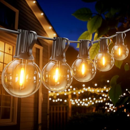 GLOBELIT 30M Lichterkette Außen - IP45 Wasserdicht mit 50+2 G40 Glühbirnen (Warmweiß), Gartenbeleuchtung für Terrasse, Hochzeit, Party & Balkon | Edison-Style | Steckbar (Black, 30m(100FT))
