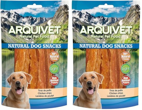 Arquivet, Lanières de Poulet, Natural Dog Snacks, Snacks pour Chien, 100 g (Lot de 2)