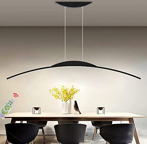 Modern Dimmable LED Pendant Lamp for Dining Table Height Adjustable Arch Design Black Chandelier for Living Room Office Bar Kitchen Pendant Lighting Ceiling Lighting Fixtures