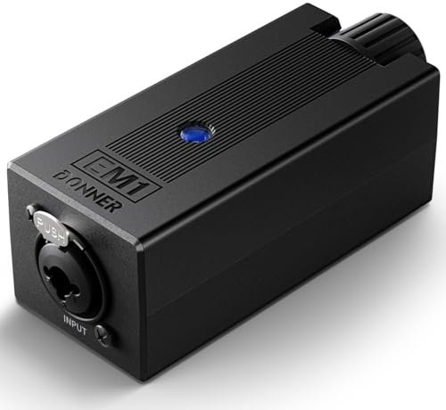 Donner EM1 Portable Analog Headphone Amplifier, Rechargeable in-Ear On-Ear Monitor Amplifier Stereo Headset Earphone Amp, with Volume Control, Audio Booster, XLR, TRS Input, 3.5mm Output Jack, Black