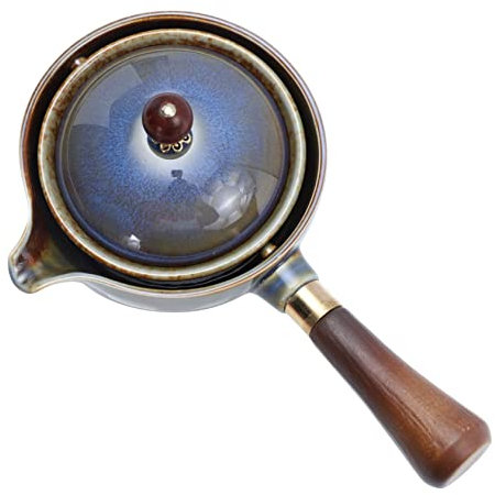 MOTHNUR Teiera Portatile Ceramica Con Manico Laterale Teiera Rotante Per Infusione Di Tè Da Viaggio Elegante e Pratico Per Preparare Tè Casa o Movimento