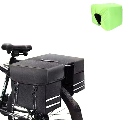 LEXICANMHS Sacoche Velo 28L,Sacoche Velo Porte Bagage Arriere,Sacoches Electrique Arrière Mit Sac étanche,Sacoche Vélo mit Bandes réfléchissantes et poignée de Transport,32x29x16 cm (Noir)
