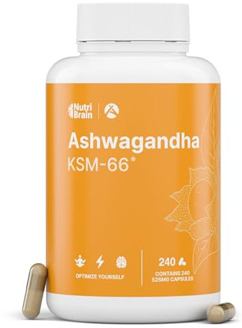 Ashwagandha KMS-66® 9000mg – 240 Caps Dosaggio Elevato | Abbassare Cortisolo, Energia e Sonno | 5% Withanolidi | 4 Mesi | 600mg di Estratto 15:1 | Ginseng Indiano