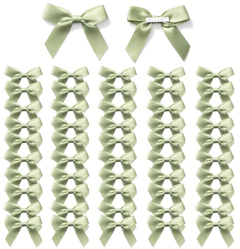 MORSUNBELA Fiocchi decorativi piccoli verdi Fiocchi regalo autoadesivi fiocco regalo per San Valentino matrimonio Natale decorazione carta produzione 50 pezzi