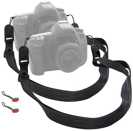 DOULEIN Tracolla per Fotocamera con Sgancio Rapido,2 Pezzi Cinghia Universale per Fotocamera Tracolla Macchina Fotografica, per fotocamere DSLR SLR e Videocamere