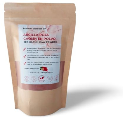 Arcilla Roja Cosmética en Polvo 100% Pura – Ingrediente Natural para el Cuidado Facial y Corporal, Jabones y Belleza DIY – Solo Uso Externo – Red Clay Powder for Cosmetic Use – 250g