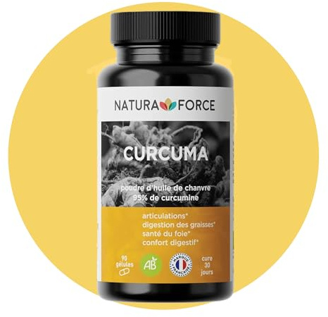 Curcuma Bio NATURA FORCE - Certifié biologique, sans OGM ni additifs - Vegan et sans allergènes - Lot de 1