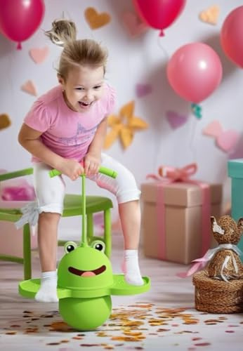 Halay Green Pogo Ball Frog Hopper Bâton de saut d'équilibre Rose