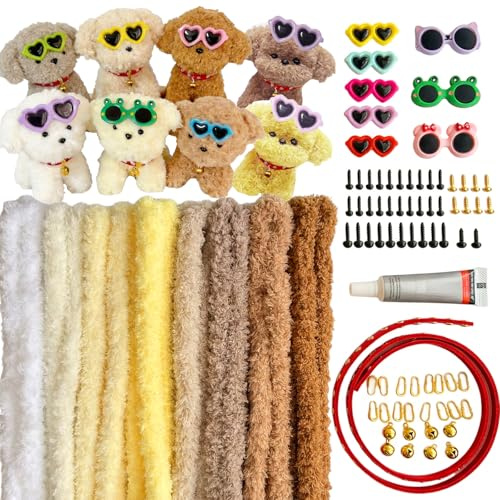 72 Pcs Limpiapipas Manualidades, Limpia Pipas 8 Colores DIY Perros, Varilla de Chenille con Instrucciones, Kit de Manualidades para Niños, Limpia Pipas Regalo de Cumpleaños